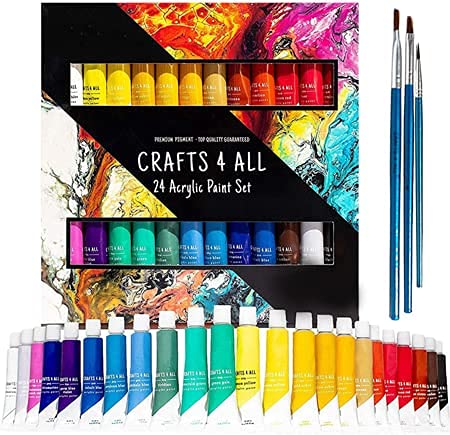 Crafts 4 ALL Acrylfarben-Set 24 Farben – Farbe für Holz