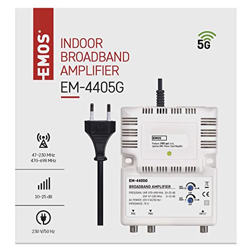 EMOS Breitband-Verstärker 25 dB (Frequenzbereich 47–230 MHz, 470–698 MHz)
