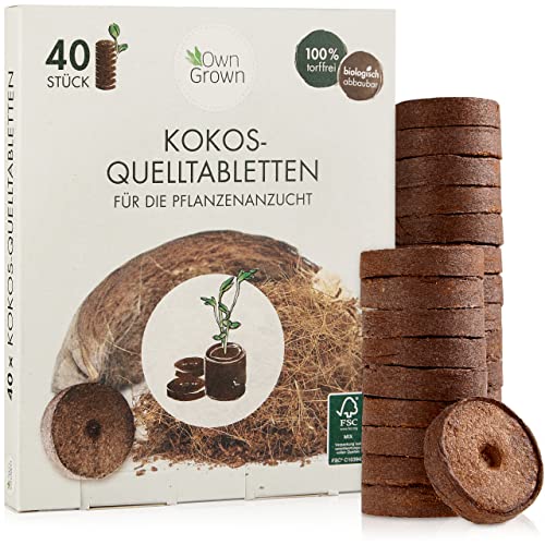 OwnGrown Kokos Quelltabletten mit Nährstoffen – 40 Stück
