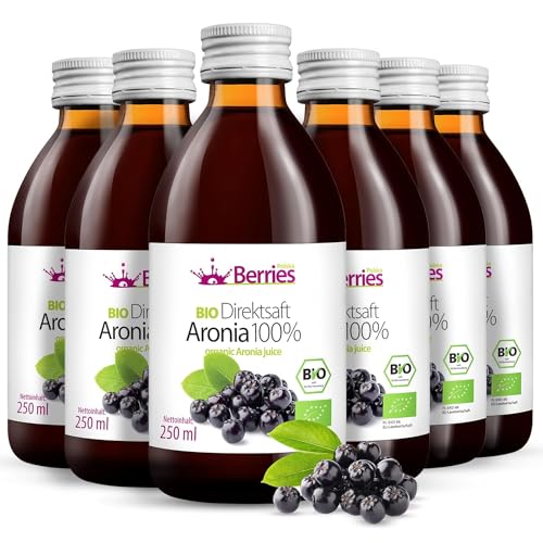 Berries Polska BIO Aroniasaft 6er Pack (6x250ml) BIO purer Aronia