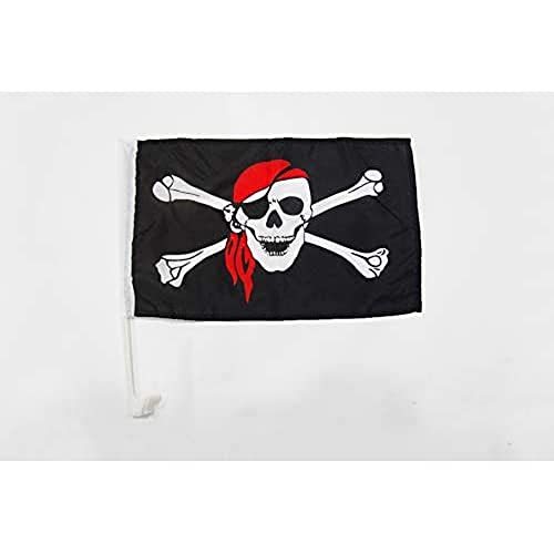 AZ FLAG AUTOFAHNE Pirat ROTES Kopftuch 45x30cm