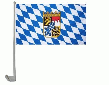 Generisch 2 x Flagge Bayern mit Wappen Autofahne