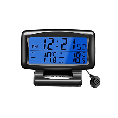 Auto Thermometer Voltmeter Uhr, 2 in 1 Auto Fahrzeug Innenraum Mini  elektronische Uhr LED Digitaluhr Thermometer Voltmeter