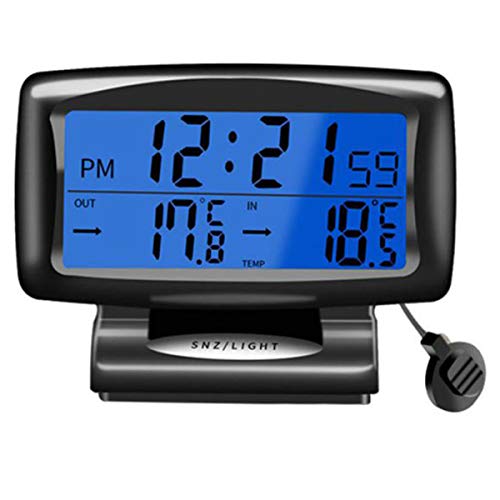 Auto Thermometer Voltmeter Uhr, 2 in 1 Auto Fahrzeug Innenraum Mini elektronische  Uhr LED Digitaluhr Thermometer Voltmeter : : Auto & Motorrad