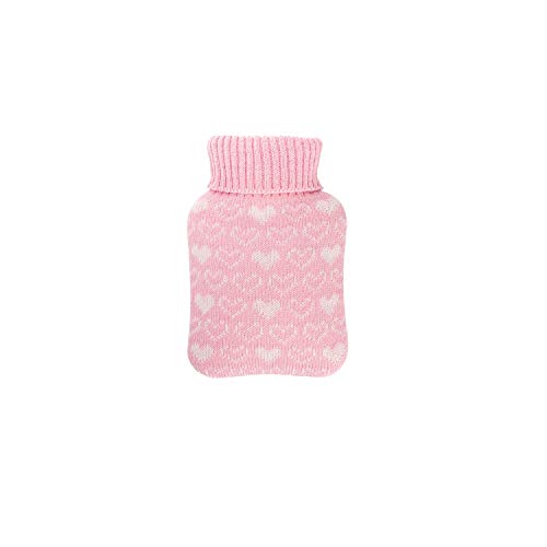 Hugo Frosch Mini-Wärmflasche 0,2 l mit Strickbezug rosa Herzen