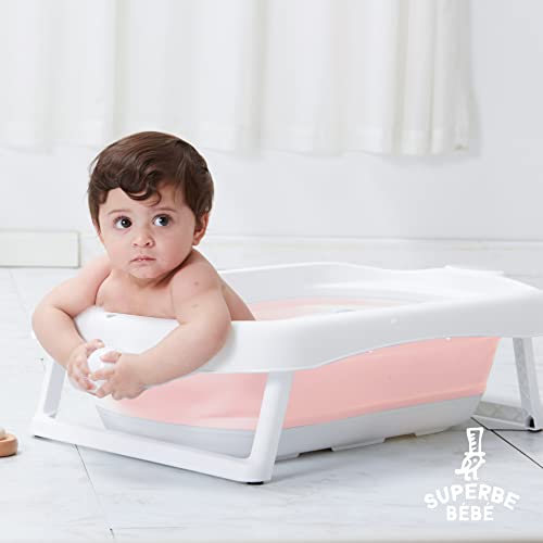Babybadewanne im Bild: SUPERBE BEBE Faltbare Babybadewanne mit rutschfestem Badekissen