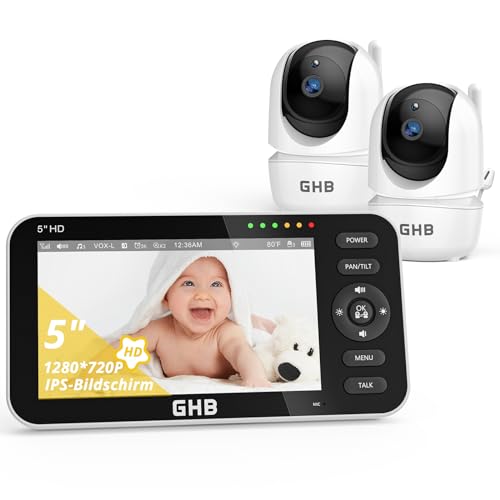 GHB Babyphone mit 2 Kameras 5 Zoll 720P HD IPS