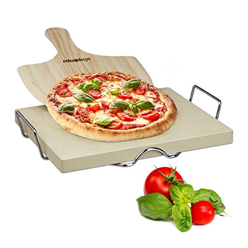 Relaxdays Pizzastein Set 3 cm Stärke
