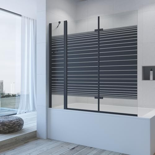 AQUABATOS Duschwand Badewanne schwarz 150 x 140 cm