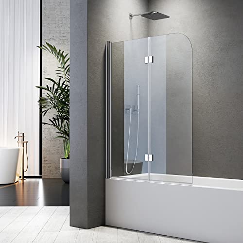 BD-Baode Duschwand für Badewanne 100x140 cm Badewannenfaltwand