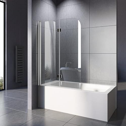WOWINNE Duschwand für Badewanne 100x140cm Badewannenaufsatz