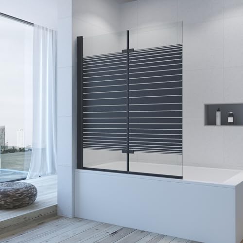 AQUABATOS Duschwand Badewanne schwarz ohne bohren 120 x