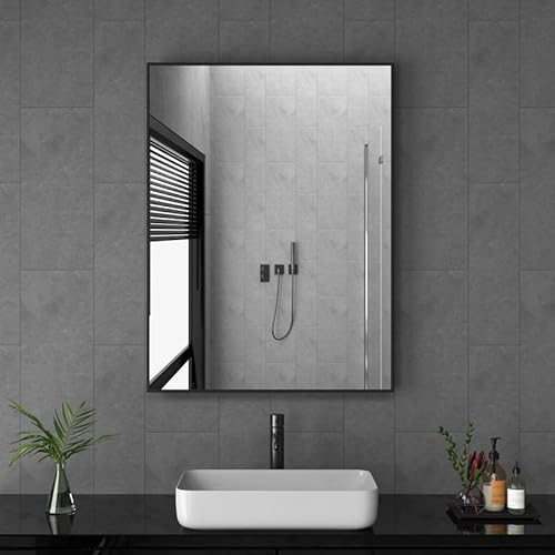 Goezes Spiegel Schwarz 40x60cm Badspiegel Badezimmerspiegel