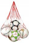 RHINOS sports Ballnetz für 5 Fußbälle Rot/Weiß