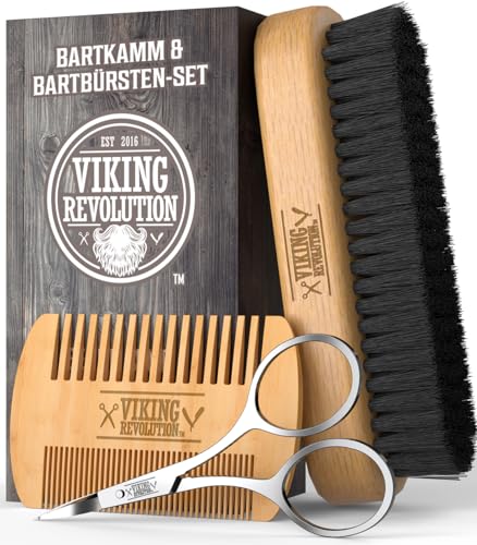 Viking Revolution Bartkamm & Bartbürste Set Für Männer
