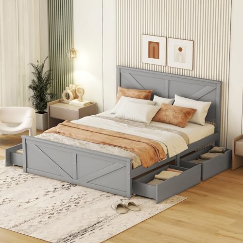 Bett mit Bettkasten im Bild: Kehun Doppelbett Holzbett 160x200 cm