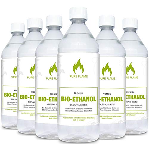 Pure Flame Premium Bioethanol Bioethanol 96,6 – 6x1L Flaschen