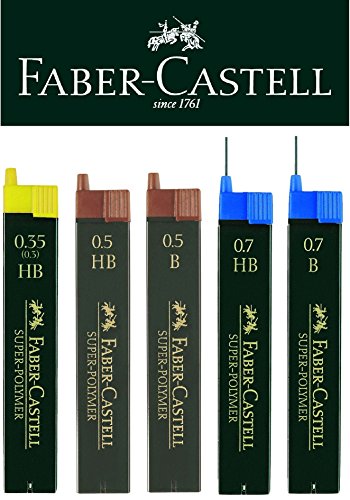 Faber-Castell SUPER-POLYMER Feinminen (5 Dosen, 0,35 HB | 0,5 HB | 0,5 B | 0,7 HB | 0,7 B)