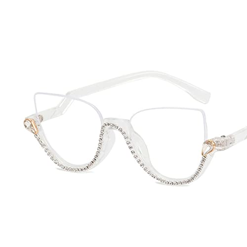 KIASRZN Cat-Eye-Weiß-Diamant-Brille für Frauen
