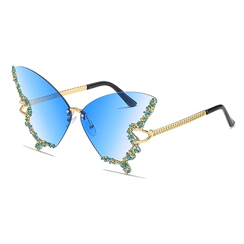 YAMEIZE Schmetterling Sonnenbrille Randlose Vintage Brillen