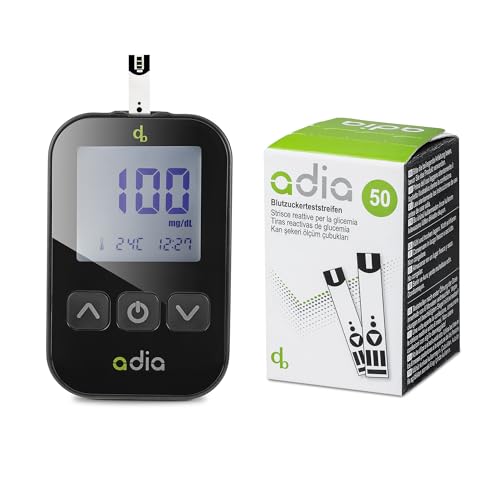 adia Diabetes-Set (Messeinheit: mg/dl) mit 60 Blutzuckerteststreifen