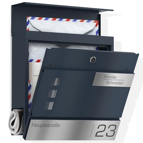 Graviers Design Briefkasten mit Zeitungsfach in Anthrazit RAL 7016