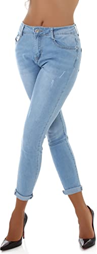 Jela London Damen High-Waist Capri-Jeans Skinny Stretch