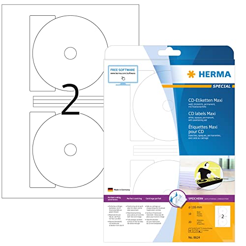 HERMA 8624 CD DVD Etiketten inkl.