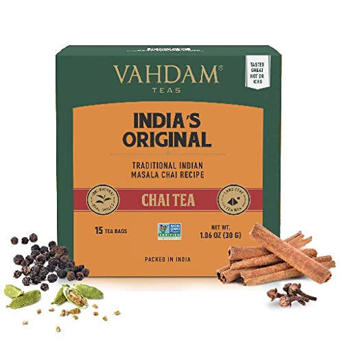 Chai Tea unserer Wahl: VAHDAM Indiens Original Masala Chai Tee (15 Teebeutel)