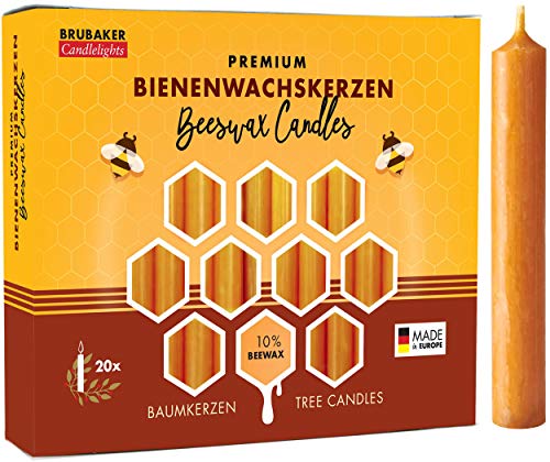 BRUBAKER 20er Pack Baumkerzen 10% Bienenwachs
