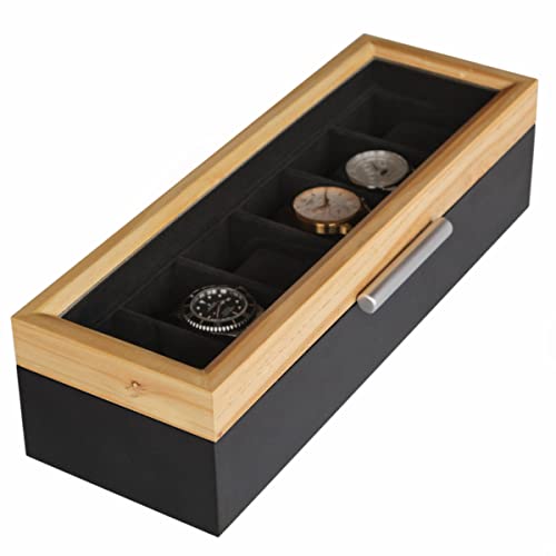 CASE ELEGANCE Uhrenbox mit Echtglas für 6 Uhren