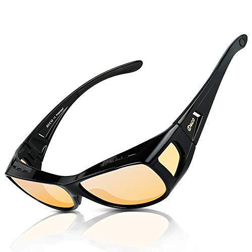 DUCO Polarisierte Nachtfahrtbrille Überbrille für Korrektionsbrille