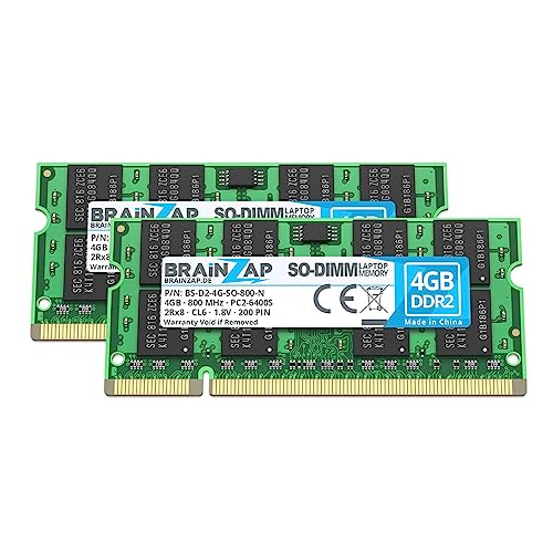 BRAINZAP 8GB DDR2 RAM SO-DIMM PC2-6400S 800 MHz CL6 Notebook Arbeitsspeicher