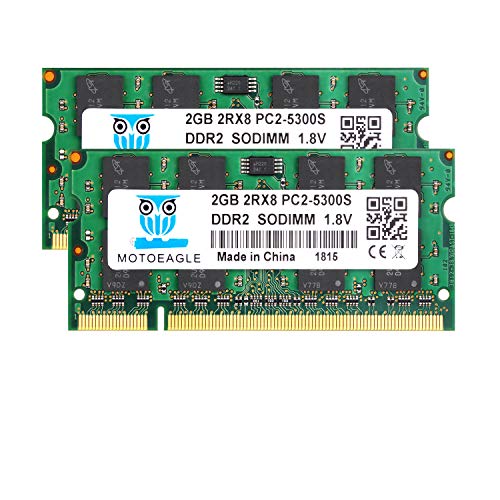 DDR2-RAM unserer Wahl: 4GB (2x2GB) DDR2 667MHz SODIMM RAM 2Rx8 200-Pin CL5 1,8V