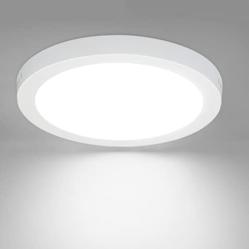 Moderne LED Deckenleuchte – Flache Deckenlampe in Weiß mit kaltweißem Licht – Wasserfest für die Küche, Büro, Wohnzimmer, Badezimmer, Kinderzimmer und Esszimmer – Ø22.5CM (XD-Y8-5K)