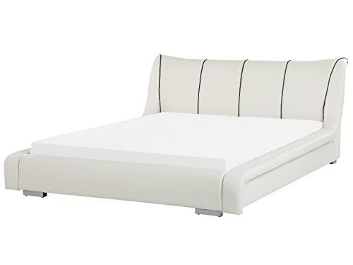 Beliani Modernes Bett aus Echtleder in Weiß