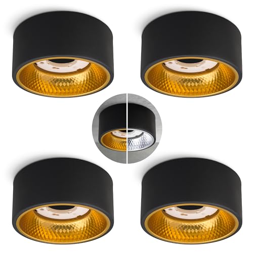 SSC-LUXon 4 Stück OLINO Deckenlampe schwarz gold rund mit