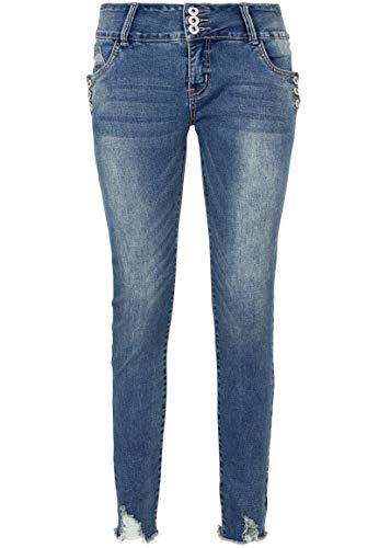 Sublevel Damen Skinny Stretch-Jeans mit Knopfdetail