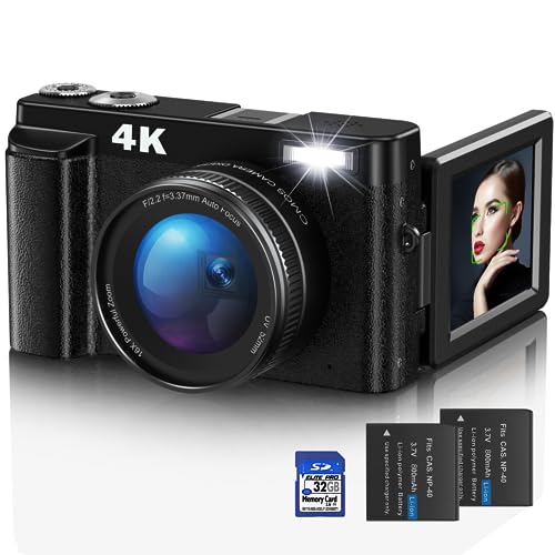 Duluvulu Digitalkamera,4K UHD Fotokamera Autofokus mit 32G