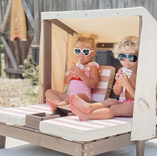 Doppelliege im Bild: KidKraft Outdoor Doppelliege mit Dach aus Holz für Kinder