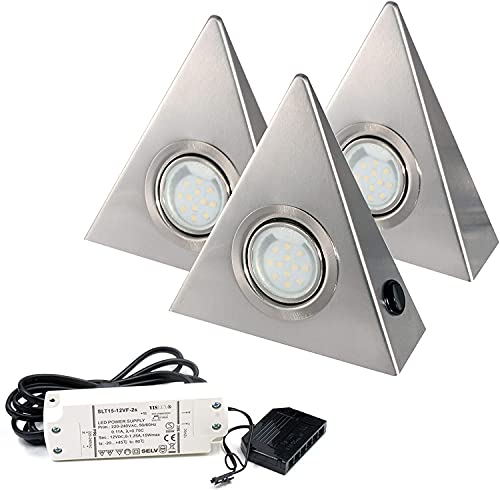 Rolux Hochwertiges 3er Set LED Dreieckleuchte-