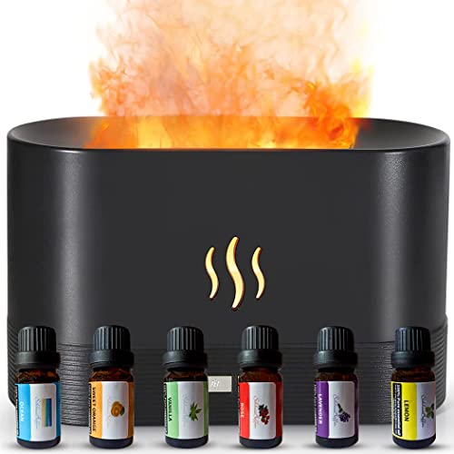 Shopos Luftbefeuchter Flame Diffuser Set mit 6 ätherische