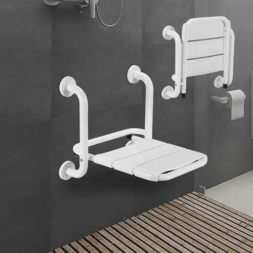 Ansobea Duschsitz Klappbar Wandmontage mit armlehnen Duschklappsitz
