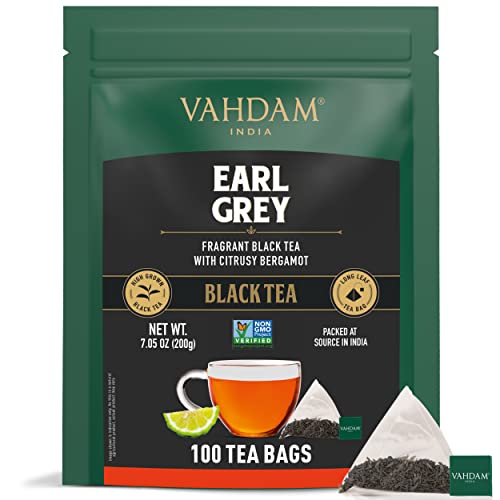 VAHDAM Earl Grey Schwarzer Tee (100 Teebeutel) Zitrusig