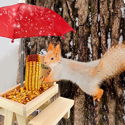 Eichhörnchen Futterstation im Bild: MIXXIDEA Eichhörnchen-Futterstation mit Regenschirm