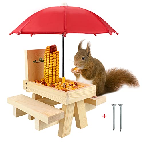 MIXXIDEA Eichhörnchen-Futterstation mit Regenschirm