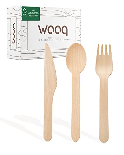 wooq Premium Holzbesteck Set 200-teilig FSC-zertifiziert