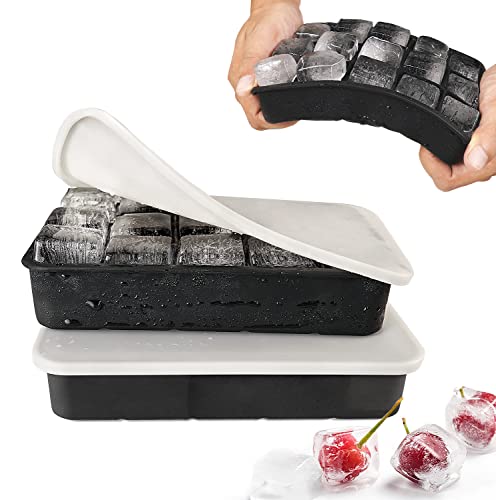 muenfly Eiswürfelform Silikon Eiswürfelbehälter mit Deckel