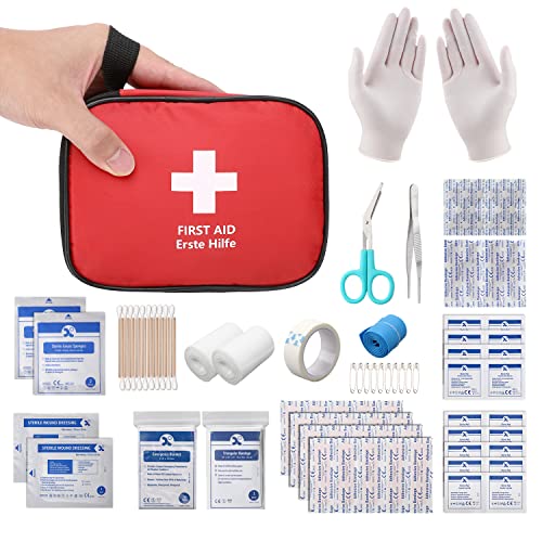 HONYAO® Mini Erste Hilfe Set, 90-teilig, kompakte Notfalltasche für Outdoor, Auto, Fahrrad, Zuhause, Arbeitsplatz, Wandern, Camping
