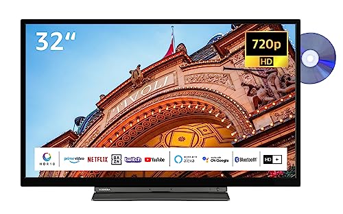 Toshiba 32WD3C63DAW 32 Zoll Fernseher/Smart TV (HD Ready, HDR, Triple-Tuner, DVD-Player, Bluetooth)